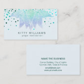 ティール（緑がかった色）ビーチロータスフラワーヨガインストラクター紙吹雪 名刺 (正面/裏面)