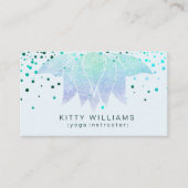 ティール（緑がかった色）ビーチロータスフラワーヨガインストラクター紙吹雪 名刺 (正面)