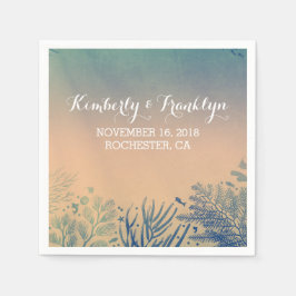 ティール(緑がかった色)ビーチ結婚式 スタンダードカクテルナプキン