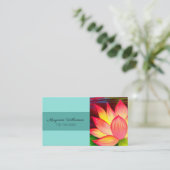 ティール（緑がかった色）ピンエレガントクロータスフラワーのパーソナライズフローラ 名刺 (スタンド正面)
