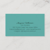 ティール（緑がかった色）ピンエレガントクロータスフラワーのパーソナライズフローラ 名刺 (裏面)