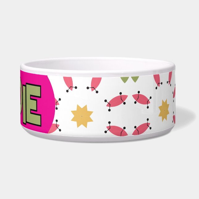 ティール（緑がかった色）ピンクと金ゴールドボホ幾何学模様 ボウル (右)