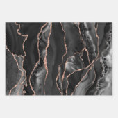 ティール（緑がかった色）ピンクの黒瑪瑙 ラッピングペーパーシート (正面3)