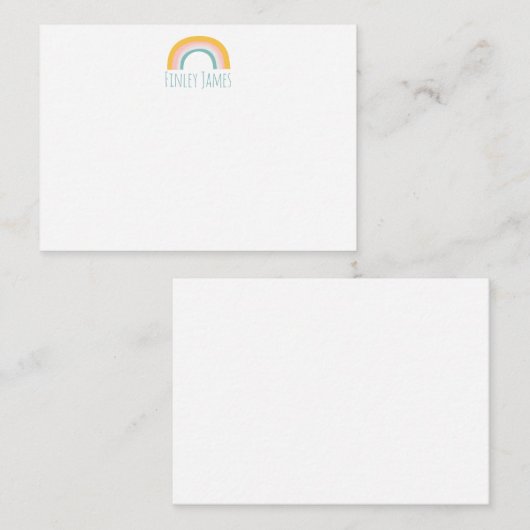 ティール（緑がかった色）ピンクイエローレインボーカシンプルワイパーソナライズされたト ノートカード (正面/裏面)