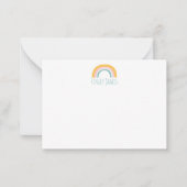 ティール（緑がかった色）ピンクイエローレインボーカシンプルワイパーソナライズされたト ノートカード (正面)