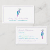 ティール(緑がかった色)ピンクウォーターカラーペストリーバッグベーカリー 名刺 (正面/裏面)