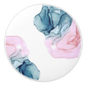 ティール（緑がかった色）&ピンクエテリアアルインキーファンタジートレンディーグラム セラミックノブ (正面)