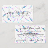 ティール(緑がかった色)ピンクグリッツベーカリーシェフパティスリー 名刺 (正面/裏面)