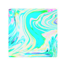 ティール（緑がかった色）ピンクグリーン波抽象芸術パターンモダン