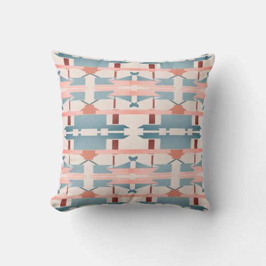 ティール（緑がかった色）ピンクサートベージュサウスウエストルック大きなモザイク クッション (正面)