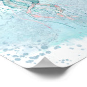 ティール(緑がかった色)&ピンクシークラゲ水中競技 ポスター (角)