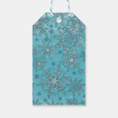 ティール（緑がかった色）ピンクスノーフレークスウィンターワンダーランドパーティー ギフトタグ (裏面)