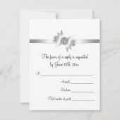 ティール（緑がかった色）ピンクスワールパールホワイトRSVPカード 出欠カード (裏面)