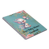 ティール(緑がかった色)ピンクドラゴンバタフライベビーシャワーゲストブック ノートブック (右側)