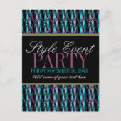 ティール（緑がかった色）ピンクパターンオフィスパーティの招待状カード インビテーションポストカード (正面)