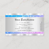 ティール(緑がかった色)ピンクパープルグリッタースターズシルバーデコール 名刺 (裏面)