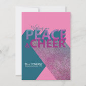 ティール（緑がかった色）&ピンクビジネスホリデーカード 招待状 (正面)