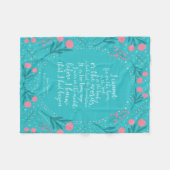 ティール(緑がかった色)&ピンクフローラジェーンオースティンプライドと偏見 フリースブランケット (正面(横))