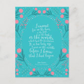 ティール（緑がかった色）&ピンクフローラジェーンオースティンプライドと偏見 ポストカード (正面)