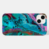 ティール(緑がかった色)ピンクブラック抽象芸術流体絵画ズ Case-Mate iPhoneケース (裏面 (横))