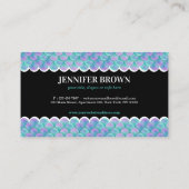 ティール（緑がかった色）ピンクホログラフィックマーメイドテール 名刺 (裏面)