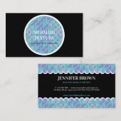 ティール（緑がかった色）ピンクホログラフィックマーメイドテール 名刺 (正面/裏面)