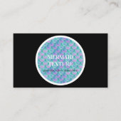 ティール（緑がかった色）ピンクホログラフィックマーメイドテール 名刺 (正面)