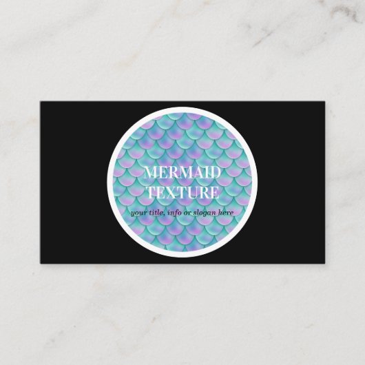 ティール（緑がかった色）ピンクホログラフィックマーメイドテール 名刺 (正面)
