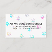 ティール(緑がかった色)ピンクポーズボーディングドッグペットグルーミング 名刺 (正面)