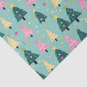 ティール（緑がかった色）ピンクレトロクリスマスツリー 薄葉紙 (詳細)