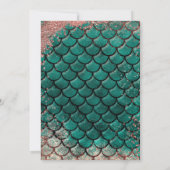 ティール(緑がかった色)&ピンクローズ金ゴールドグリッターマーメイドスウィート16 招待状 (裏面)