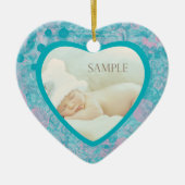 ティール（緑がかった色）ピンク抽象芸術アート写真テンプレート セラミックオーナメント (正面)