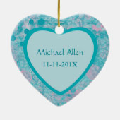 ティール（緑がかった色）ピンク抽象芸術アート写真テンプレート セラミックオーナメント (裏面)