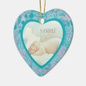 ティール（緑がかった色）ピンク抽象芸術アート写真テンプレート セラミックオーナメント (左)