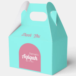 ティール（緑がかった色）ピンク無地の色プレーン、Aqiqah赤ちゃんシャワー フェイバーボックス