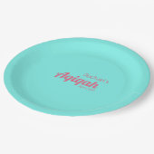 ティール（緑がかった色）ピンク無地の色プレーン、Aqiqah赤ちゃんシャワー ペーパープレート (アングル)