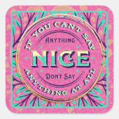 ティール（緑がかった色）ピンク金ゴールドワイスマムことわざとプンおもしろい スクエアシール (正面)