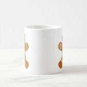 ティール(緑がかった色)、ピンク、および青のリボンを持つジンジャーブレッドマン コーヒーマグカップ (中央)