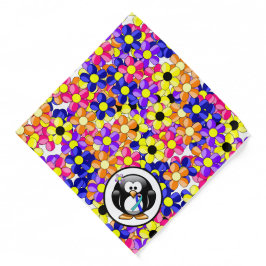 ティール（緑がかった色）/ピンク/ブルーリボンペンギンバンダナ バンダナ