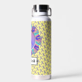 ティール(緑がかった色) – ピンク – ブルー標準リボンby Kenneth Yoncich ウォーターボトル (背面)