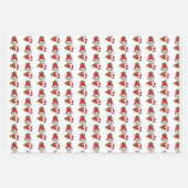 ティール(緑がかった色)、ピンク、ブルー雪だるまクリスマス ラッピングペーパーシート (正面3)