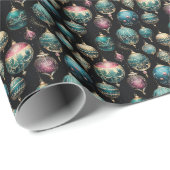 ティール（緑がかった色）、ピンク、金ゴールドエレガントオーナメント ラッピングペーパー (ロールコーナー)
