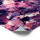 ティール(緑がかった色)、ピンク、黒い花崗岩の大理石パターン ポスター (角)