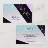 *~*ティール(緑がかった色)ピングラデーションクグリッター幾何学ガーリー的 名刺 (正面/裏面)