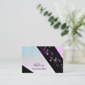 *~*ティール(緑がかった色)ピングラデーションクグリッター幾何学ガーリー的 名刺 (スタンド正面)