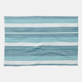 ティール（緑がかった色）ピンストライプのクリスマスパターン#28 ID1009 キッチンタオル (横)