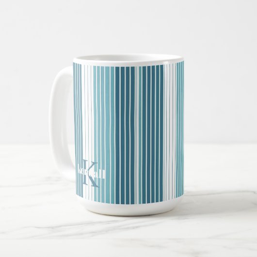 ティール(緑がかった色)ピンストライプのクリスマスパターン#28 ID1009 コーヒーマグカップ (正面左)