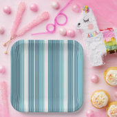 ティール(緑がかった色)ピンストライプのクリスマスパターン#28 ID1009 ペーパープレート (パーティー)