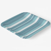 ティール(緑がかった色)ピンストライプのクリスマスパターン#28 ID1009 ペーパープレート (傾斜あり)