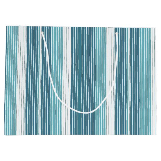 ティール(緑がかった色)ピンストライプのクリスマスパターン#28 ID1009 ラージペーパーバッグ (裏面)